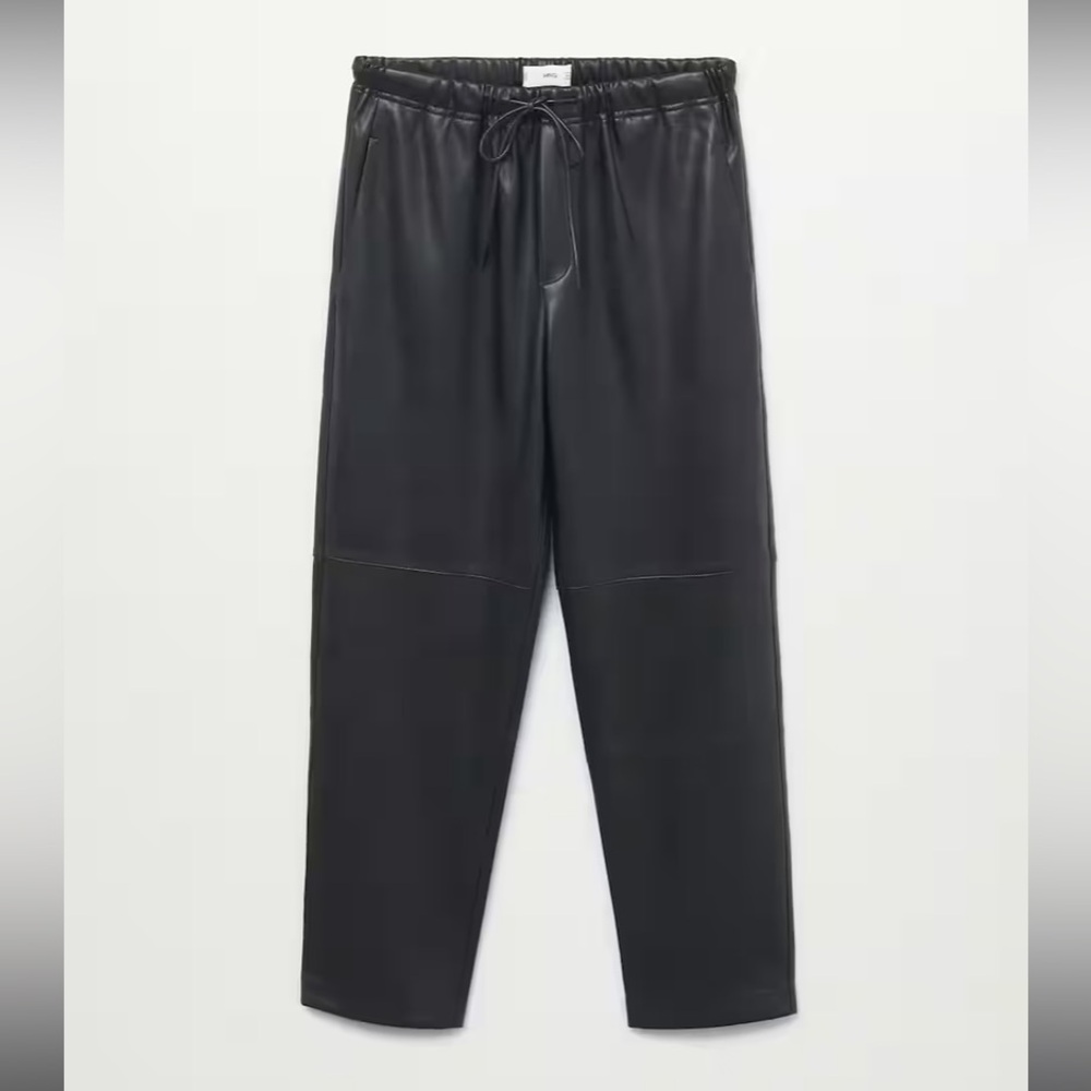 Mango Leather Effect Elastic Waist Trousers, XS